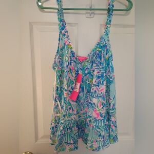 Lilly Pulitzer Loro Top Blue Ibiza NWT XL